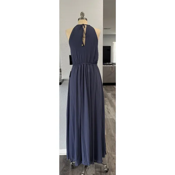 Lulus Halter Neck Blue Maxi Gown Formal Dress Evening Prom Party Dress Large - Image 3