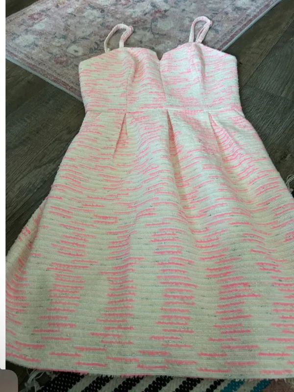 Anthropologie Moulinette Soeurs Pink Tweed Dress Women’s 0‎ Barbiecore Coquette - Image 8