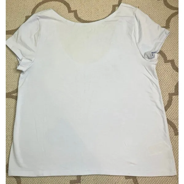 GAP Boatneck Open Back T-Shirt Serene Blue Scoop Back Short Sleeve Top XL - Image 3