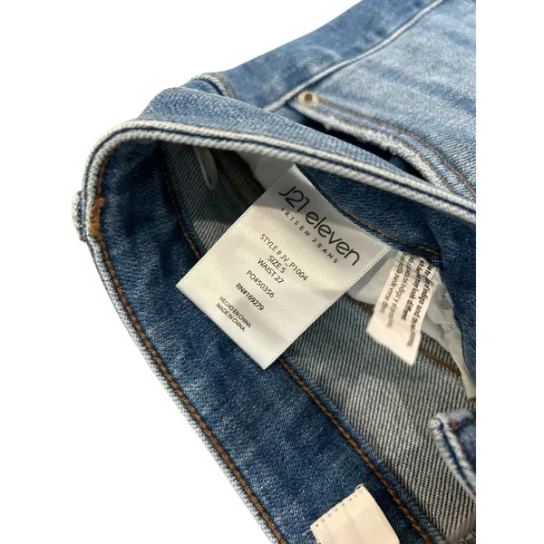 J21 Eleven Risen Boutique Jeans Womens 5/27 Medium Wash High Rise Flare Raw Hem - Image 3
