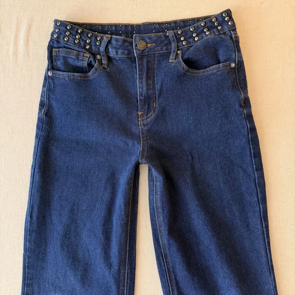 Vigoss Studded Wide Leg Jeans Womens 3/26 Blue - Image 12