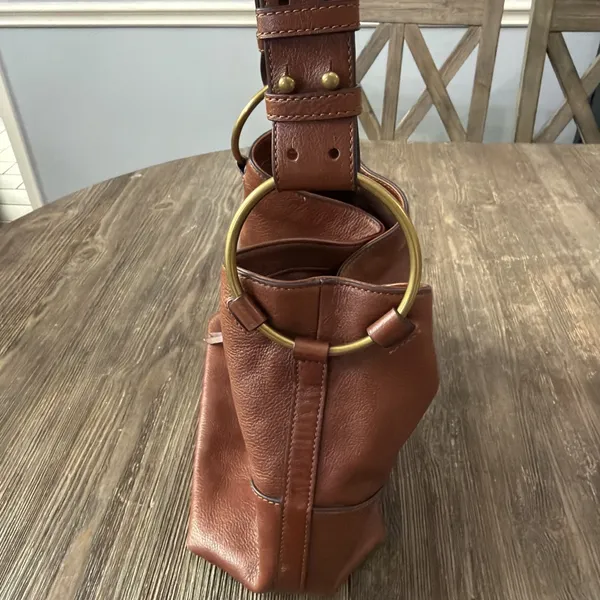 Fossil Ada Bucket Bag purse leather brown keys shoulder bohemian cottagecore - Image 3