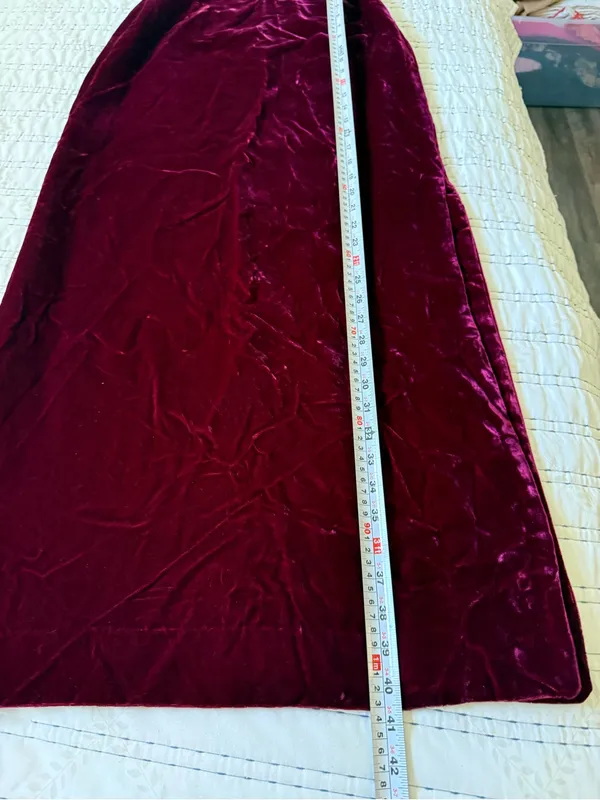 Vintage Alex Colman Burgundy Velvet Maxi Skirt Side Slit Whimsy Goth Y2K Size XS - Image 7