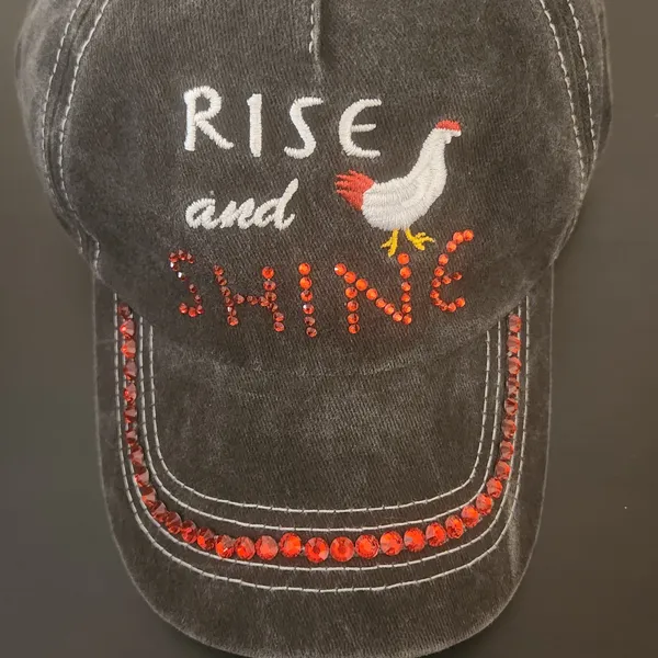 Rise and Shine Rooster Mineral Washed Black Baseball Hat - Image 2