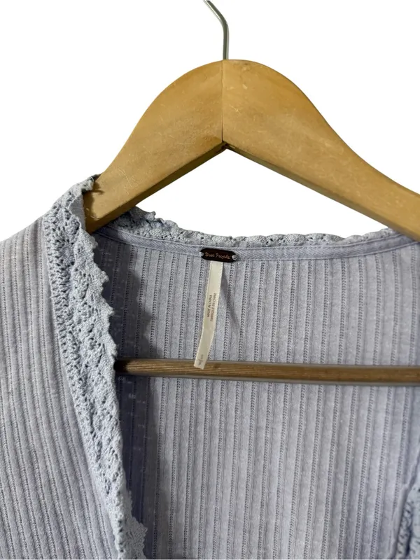 FREE PEOPLE Intimately Third Date Lace Ribbed Knit Long Sleeve Cardigan Top - Image 4