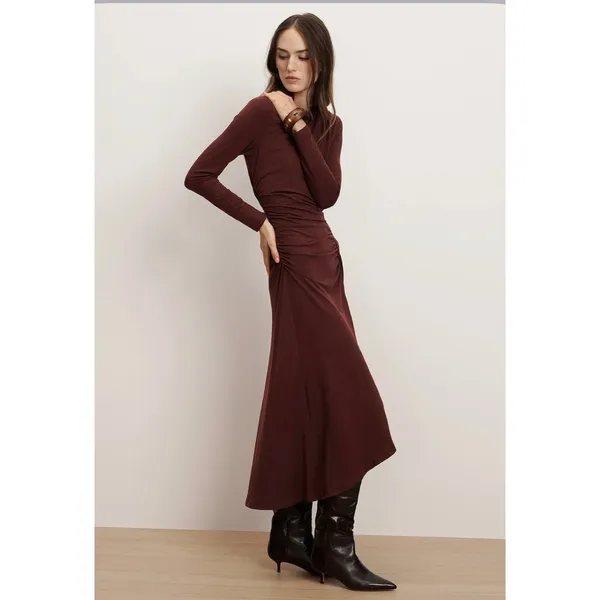 NEW Veronica Beard Theodora Midi Dress Raisin Red Size Small - Image 2