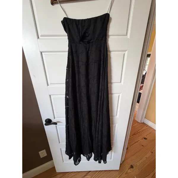 Lulus Amiri Black Floral Burnout Shift Maxi Dress XS Gothic Romantic Formal - Image 10