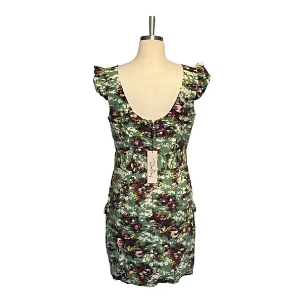 Darling April Dress Spearmint Green‎ Floral Linen Blend Pockets Large NWT - Image 3