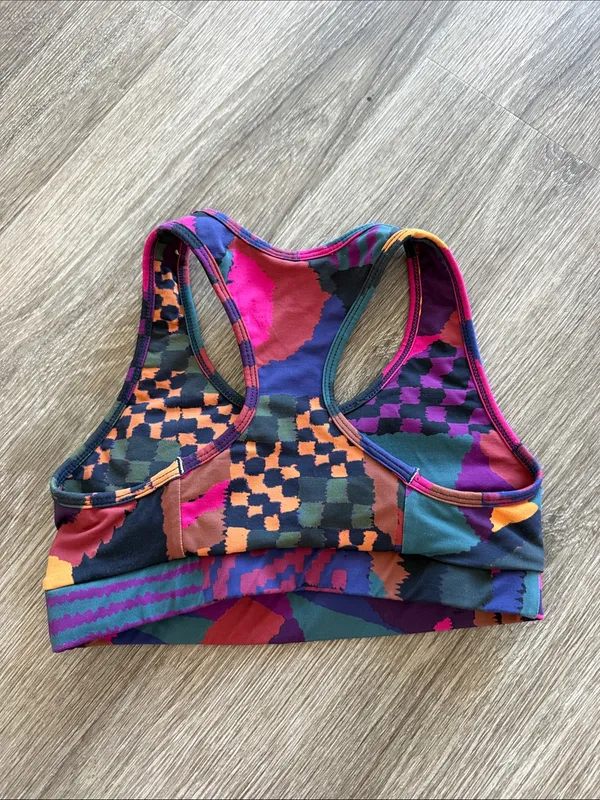 Farm Rio Abstract Patches racerback sports bra geometric print multicolor XS - Image 4