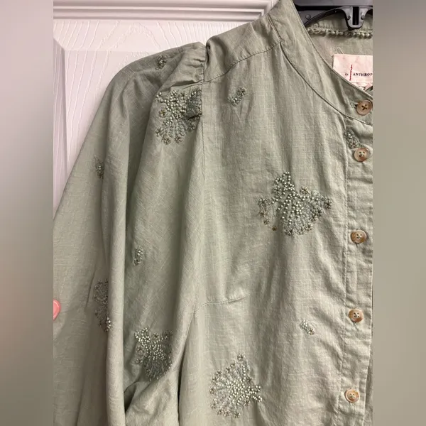 Anthropologie Caite Karyn Seo Embroidered 100% Cotton Lightweight Top Size Small - Image 2