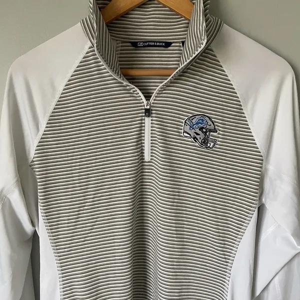 Cutter & Buck DryTec Forge Women's Detroit Lions Half Zip Athletic Top Size M - Image 6
