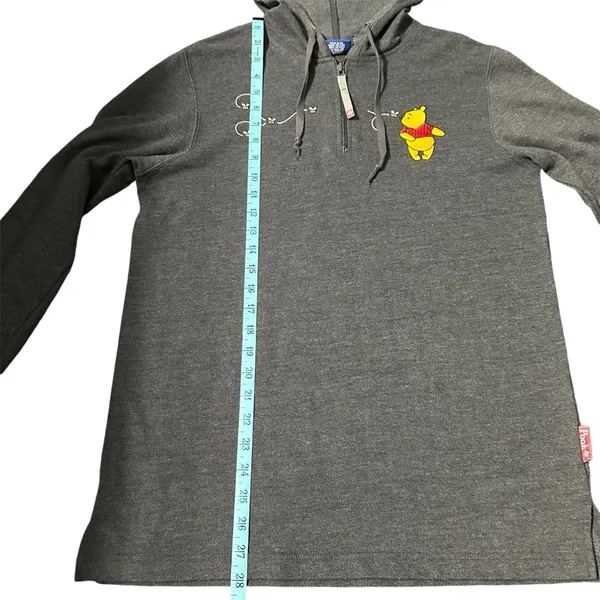 Disney Winnie The Pooh‎ Women's 1/4 Zip Hooded Pullover Size Medium Gray - Image 2