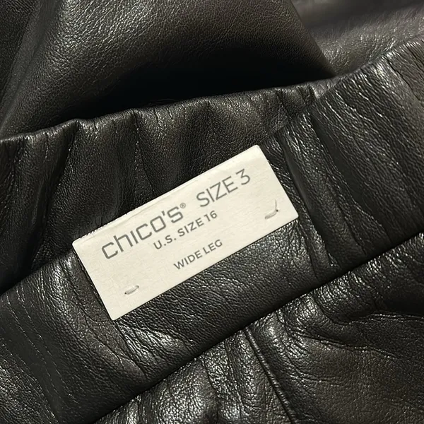NWT Chico's Faux Leather Cutwork Hem Wide Leg Trousers Black US Size 16 - Image 6