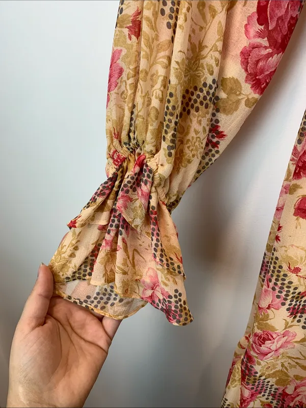 Free People floral maxi dress sz SP wedding guest fall preppy old money boho - Image 3
