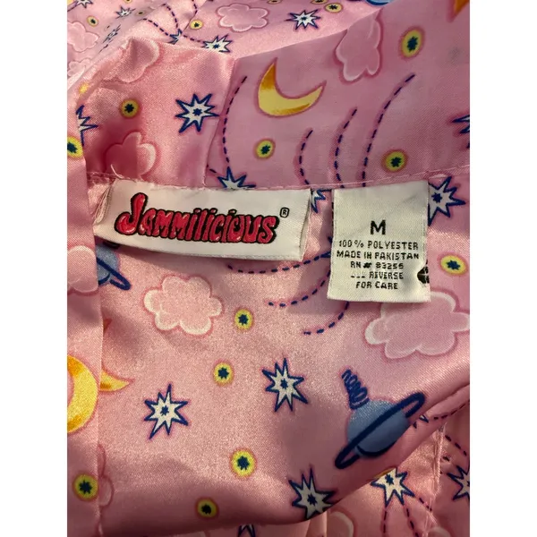 Jammilicious Pink Celestial Satin Robe Moon Star Planet M y2k whimsigoth retro b - Image 5