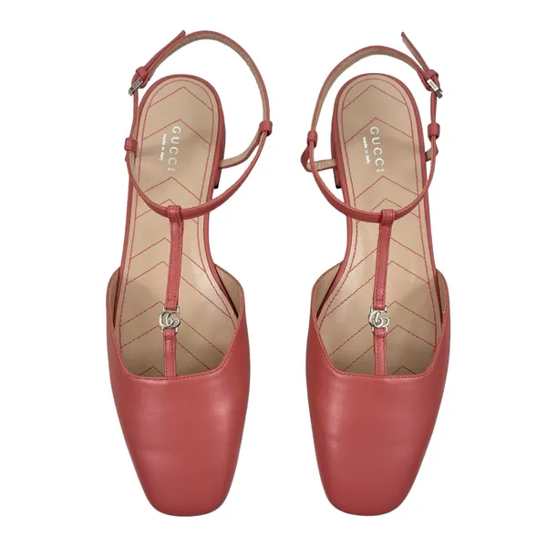 Gucci Double GG T Strap Patent Leather Ballet Flat Pink Size 39.5 - Image 4
