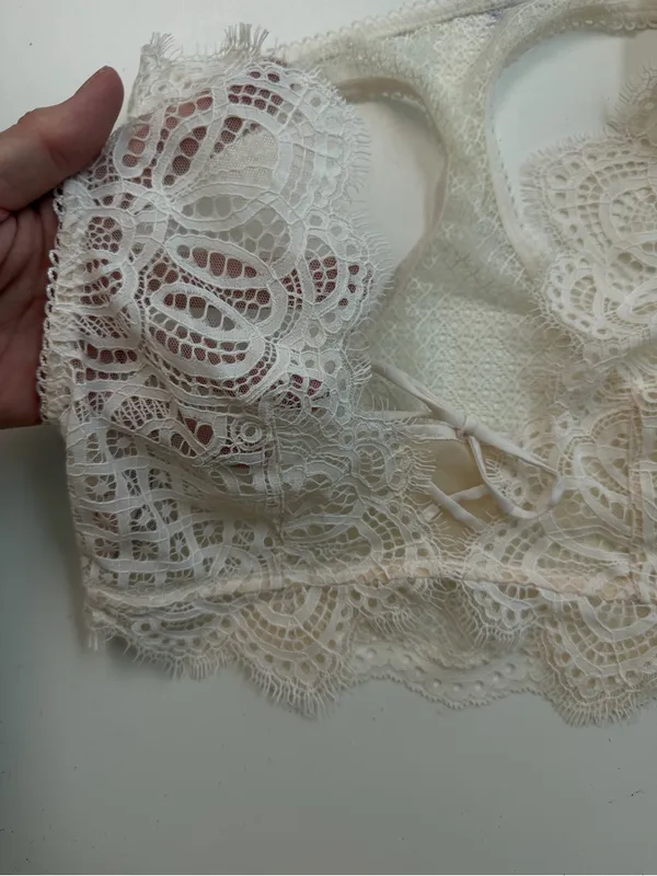 Victorias Secret Dream Angels Bralette Floral Lace Corset Unlined Ivory Cream - Image 2