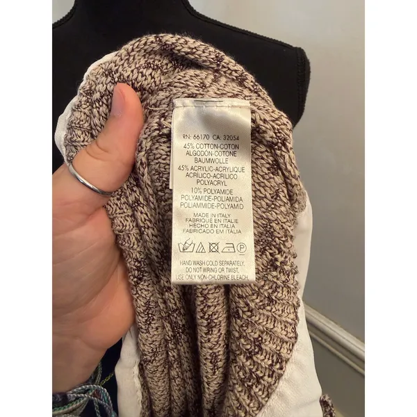 MOTH by Anthropologie Mixed Media Marled Knit Layered Chiffon Hem Top Neutral - Image 7