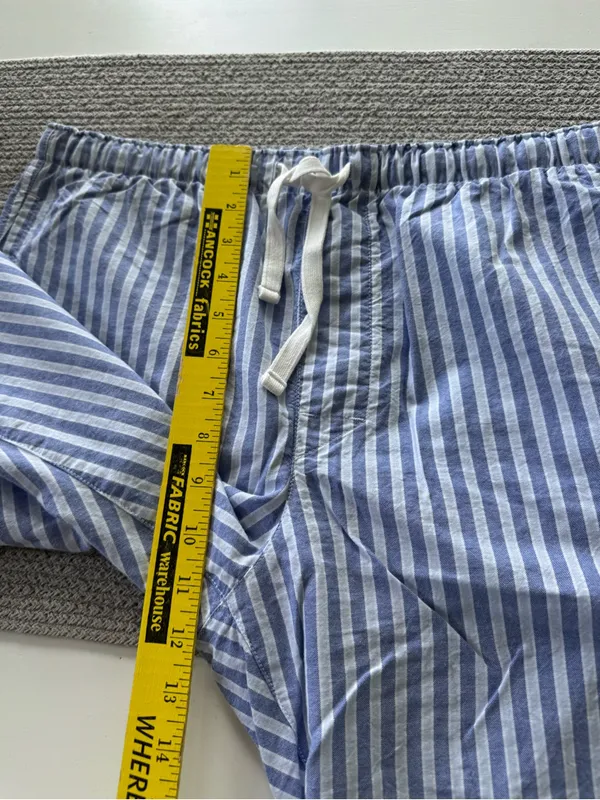 GAP Blue Striped Cotton Elastic Waist Drawstring Pajama Pants Sz Medium - Image 9