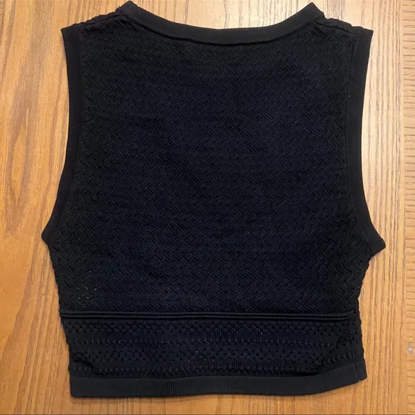 Babaton Aritzia Pointelle Stitch Stretch Sleeveless Tank Top‎ Black Size XXS - Image 8