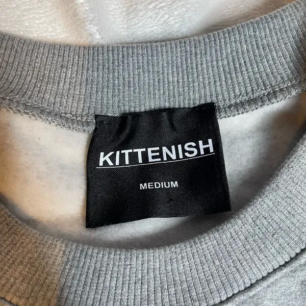 Kittenish Grey Cropped Sweatshirt Rainbow Stripe Sleeve Lounge‎ Athleisure M - Image 6