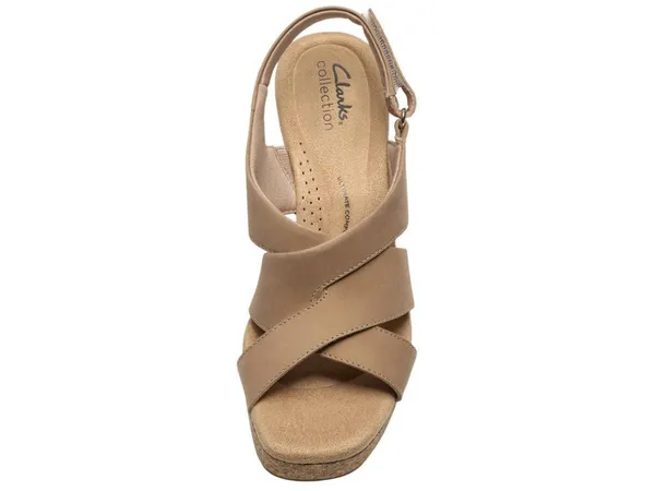 NWT Clarks Womens Platform Cork Nerisa Grace Wedge Sandal Sand Nubuck Brown 8.5M - Image 3