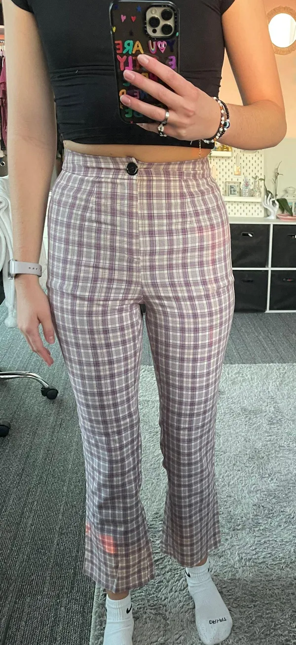 SheIn Pink Plaid Pants - Image 6