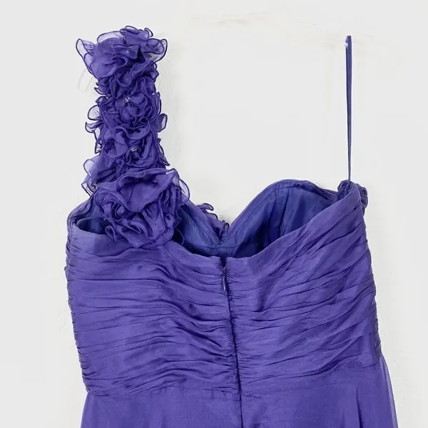 Jovani Purple 100% Silk One Shoulder Formal Gown - Image 6