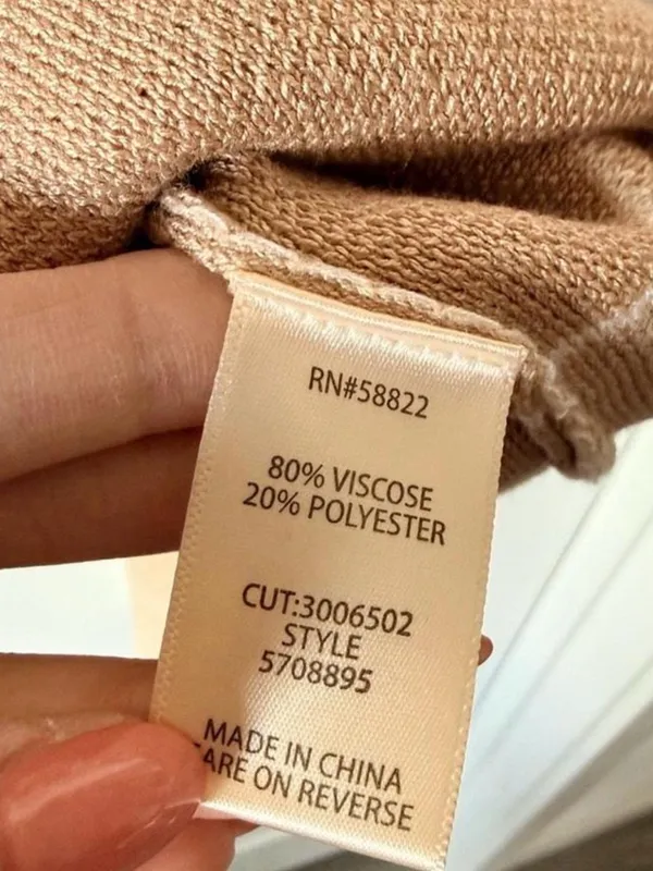 Max Studio London Striped Knit Sweater Taupe Ivory Size M - Image 4