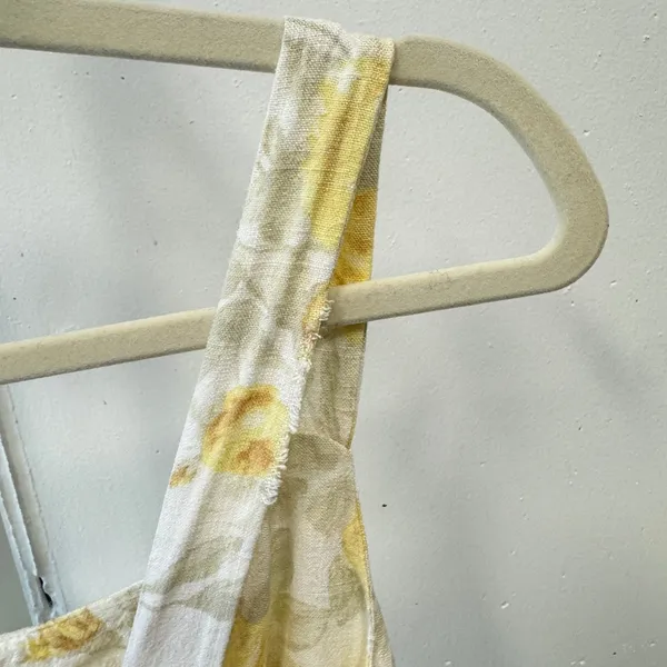 Monteau Los Angeles Yellow Floral Linen Blend Midi Dress 502443-3 Small Sundress - Image 9