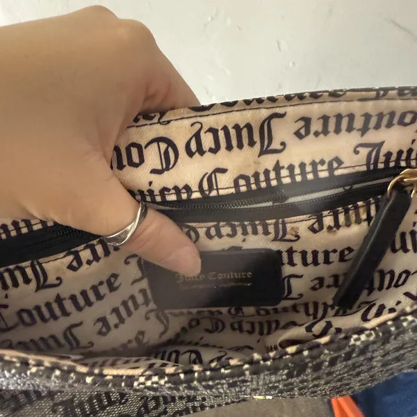 Juicy Couture Shoulder Bag Womens Black Monogram Chain Strap Purse Handbag Logo‎ - Image 9