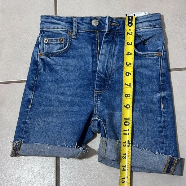 Blue Denim Zara Women‎ Denim Blue High Rise Shorts size 0. - Image 5