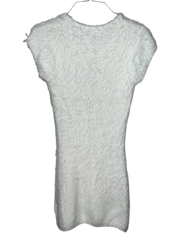 For Love & Lemons Fuzzy Knit Mini Dress White Size Small Bow Detail NWT - Image 4