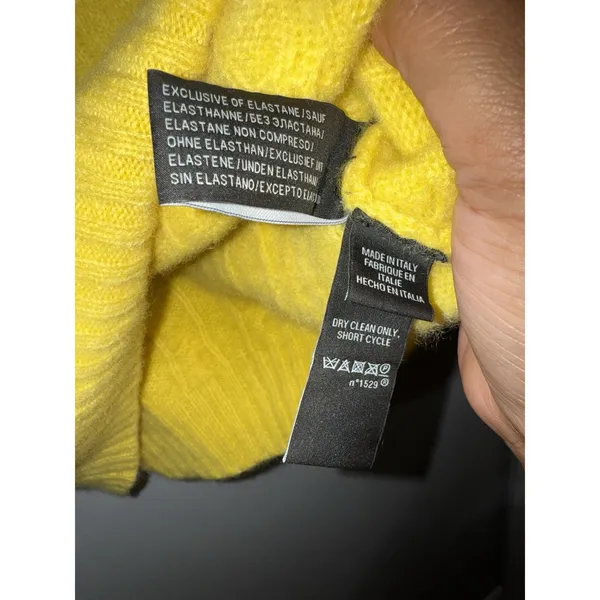 $398 Ralph Lauren Black‎ Label Women's Cable-Knit Cashmere Sweater Sz L Yellow X - Image 5