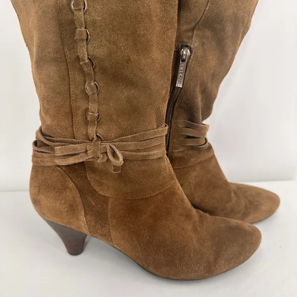 Nine West Brown Leather Suede Adele Knee High Boots Size 8 - Image 9