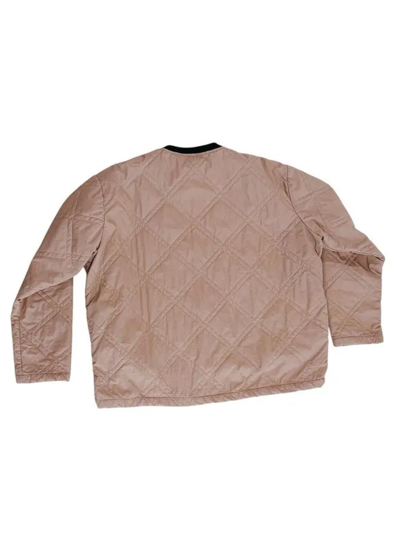 (RFB1) Free People Quilted Bomber Varsity Jacket Blush Beige L Casual Trendy - Image 4