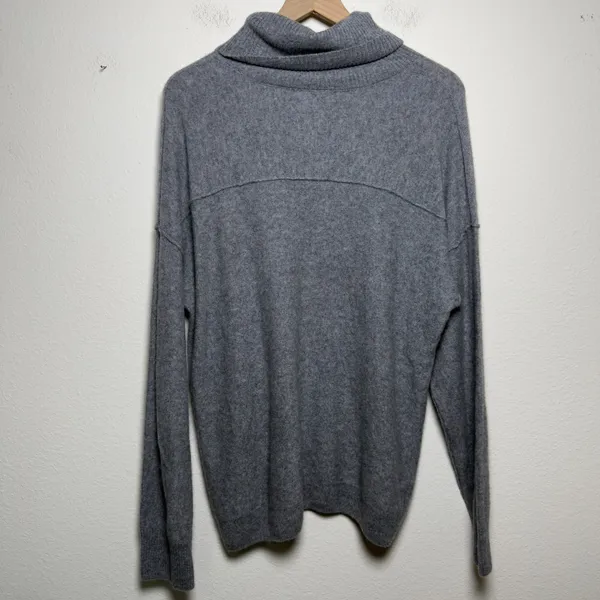 Free People Womens 100% Cashmere Cloudy Addie Sweater Large Gray Turtleneck - Image 8