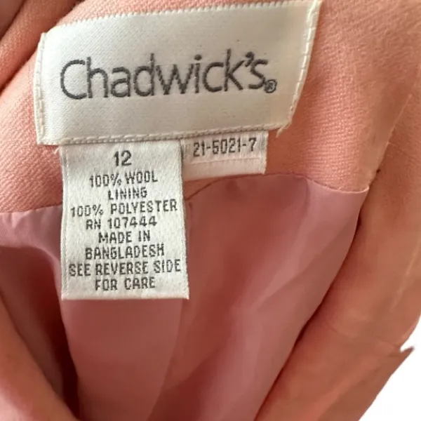 Vintage Chadwick's Wool‎ Pink Blazer Size 12 - Image 5