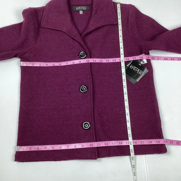 Kasper 100% Wool Front Button Sweater Jacket Blazer Magenta Small New with tag - Image 7