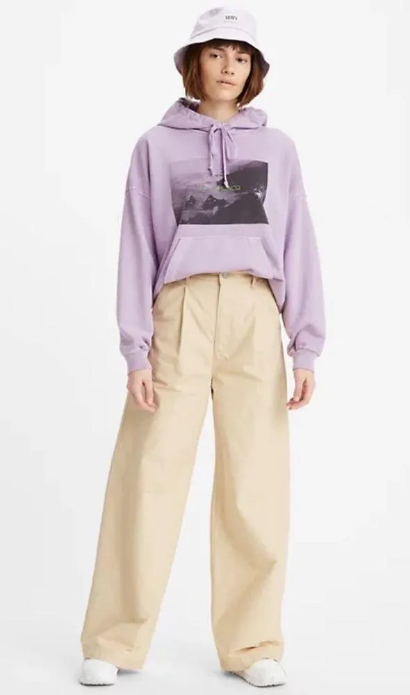 NWT LEVI’S PLEATED HIGH LOOSE PANTS 90’S STYLE KHAKI SZ-27 x 32 - Image 4