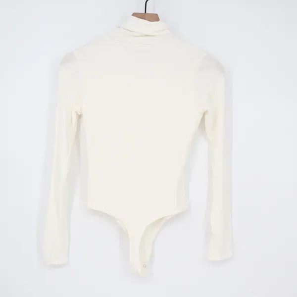Naked Wardrobe White Turtleneck Long Sleeve Bodysuit Small - Image 5