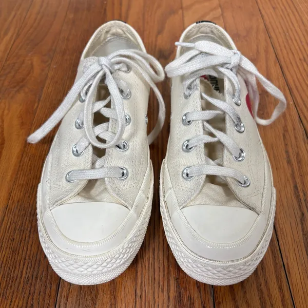 Comme des Garcons PLAY x Converse Chuck Taylor All Star Low Cream‎ Shoes size 6 - Image 3