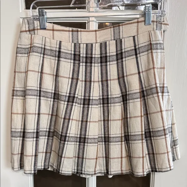 HESPERUS Schoolgirl Academia Plaid Pleated Cotton Flannel Mini Skirt Size Large - Image 2