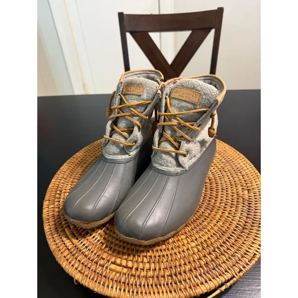 Sperry‎ Saltwater Grey Wool Insulated Waterproof Duck Boots STS82475 Womens 7 - Image 2