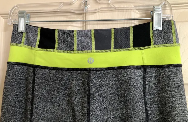 Lululemon Groove Pants, Size 4, Heathered Gray And Yellow - Image 4