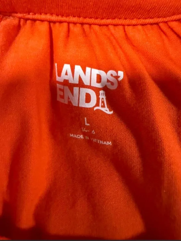 Lands' End Bright Orange Eyelet Scalloped Hem Sleeveless Tank Top L - Image 9
