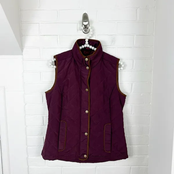 G.H.Bass & Co. Maroon Quilted Snap Button Vest Size XS - Image 2