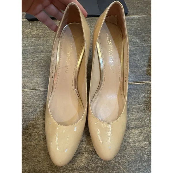 Stuart Weitzman Women's Nude Patent Leather Pumps Heels Size 7.5 N - Image 10