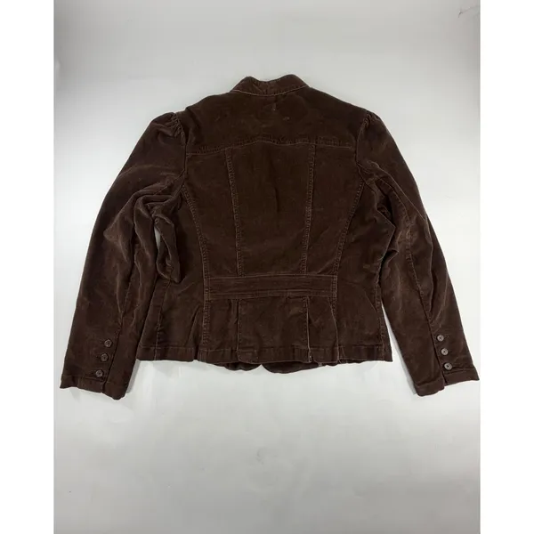 St Johns Bay Stretch Brown Corduroy Jacket Mock Neck Button Front Size L - Image 2
