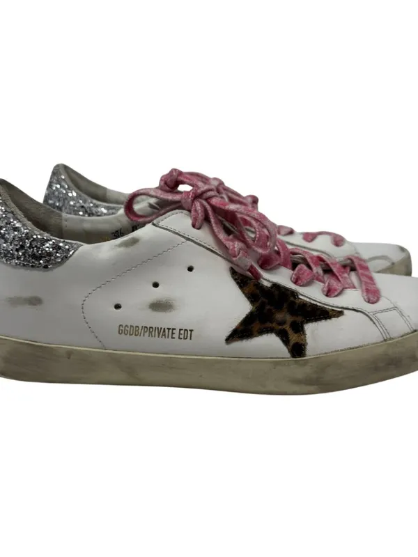 Golden Goose Super-Star Low Top Sneakers Women's IT 40 US 10 White Leopard NWOB - Image 2